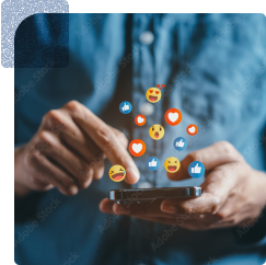 Person engaging with social media posts on phone.