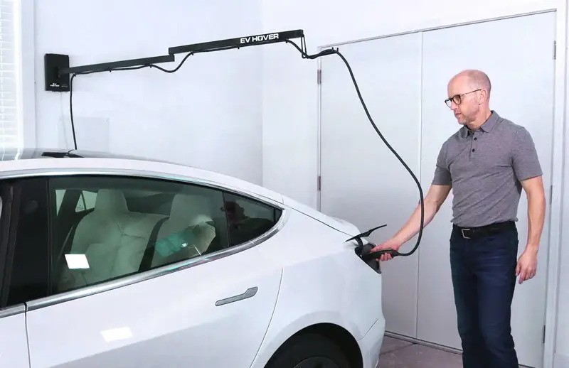 Mike using EV Hover to charge his electric vehicle.